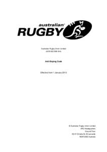 Australian Rugby Union Limited (ACN[removed]Anti-Doping Code  Effective from 1 January 2015