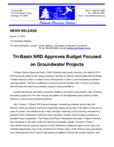 Tri-Basin NRD 1723 N Burlington Street Holdrege, NEPhone: (Fax: (