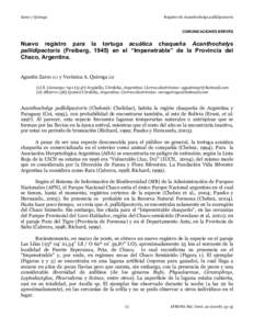 Zarco y Quiroga  Registro de Acanthochelys pallidipectoris COMUNICACIONES BREVES