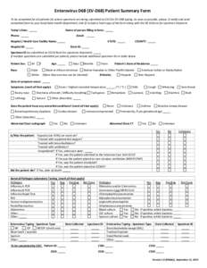 Enterovirus D68 (EV-D68) Patient Summary Form
