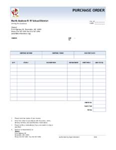 PURCHASE ORDER North Andrew R-VI School District P.O. # ____________ DATE: ____________