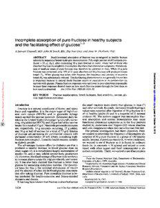 Incomplete absorption of pure fructose