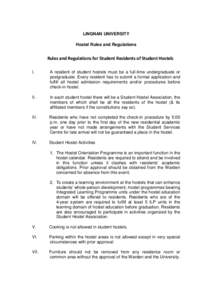 Hostel Rules and Regulations Revised 22 July 2014