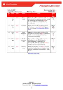 School 1037 Tuggerah Public School Bus No.  Commencing Date