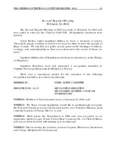 PROCEEDINGS OF THE TIOGA COUNTY LEGISLATURE[removed]Second Regular Meeting February 12, 2013