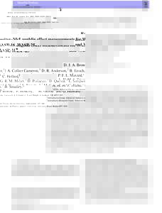 Mon. Not. R. Astron. Soc. 423, 1503–doi:j20973.x Rossiter–McLaughlin effect measurements for WASP-16, WASP-25 and WASP-31