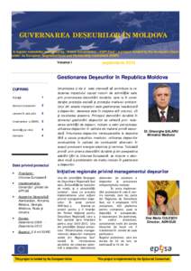 Proiectul Guvernarea Deşeurilor  GUVERNAREA DEŞEURILOR ÎN MOLDOVA A regular newsletter published by “Waste Governance – ENPI East”, a project funded by the European Union under its European Neighbourhood and Par