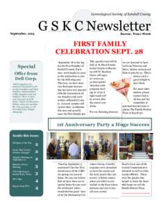 Genealogical Society of Kendall County  G S K C Newsletter September, 2013