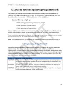 APPENDIX C – Grade-Banded Engineering Design Standards  K-12 Grade-Banded Engineering Design Standards The iterative cycle of design offers the opportunity for students to apply science knowledge in the classroom and e