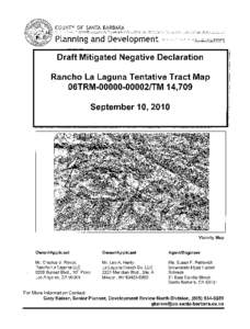 COUNTY OF SANTA BARBARA  Draft Mitigated Negative Declaration Rancho La Laguna Tentative Tract Map OSTRMTM 14,709 September 10, 2010
