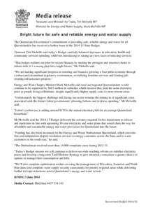 Bright future for safe and reliable energy and water supply