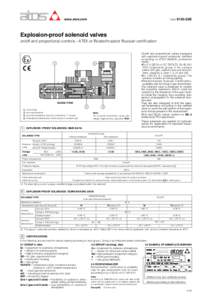 www.atos.com  Table E120-23/E Explosion-proof solenoid valves on/off and proportional controls - ATEX or Rostechnadzor Russian certification