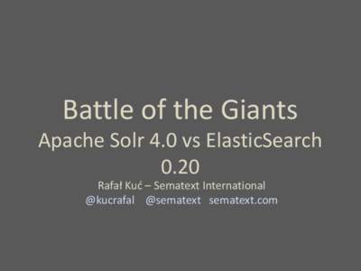 Apache Solr / ElasticSearch / Lucene / Sematext / Shard / Copyright / Software / Data / Information