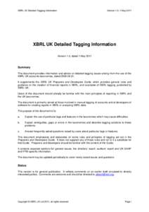 XBRL UK Detailed Tagging Information  Version 1.0, 1 May 2011 XBRL UK Detailed Tagging Information Version 1.0, dated 1 May 2011