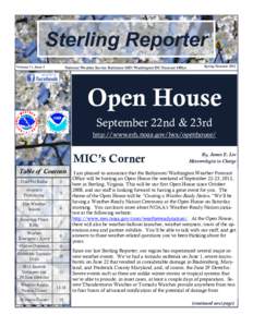 Sterling Reporter Volume 11, Issue 2 National Weather Service Baltimore MD/Washington DC Forecast Office  Spring/Summer 2012