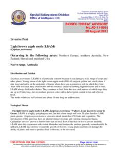 Special Enforcement Division Office of intelligence (OI) Customs & Quarantine Agency, Guam 770 East Sunset Boulevard, Suite 240 Tiyan, Guam 96913