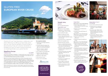 GLUTEN FREE EUROPEAN RIVER CRUISE Sample menu  Sample Dinner: