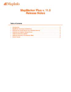 MapMarker Plus v[removed]Release Notes Table of Contents  