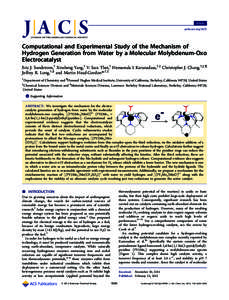 Article pubs.acs.org/JACS Computational and Experimental Study of the Mechanism of Hydrogen Generation from Water by a Molecular Molybdenum-Oxo Electrocatalyst