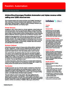 Parallels Automation ® Customer Success Story  InfoboxCloud leverages Parallels Automation and triples revenue while