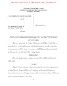 Case: 4:14-cv[removed]Doc. #: 1 Filed: [removed]Page: 1 of 23 PageID #: 1  UNITED STATES DISTRICT COURT FOR THE EASTERN DISTRICT OF MISSOURI EASTERN DIVISION