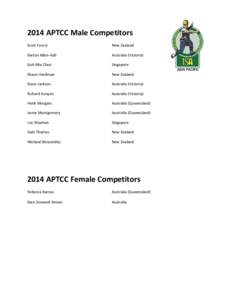 2014 APTCC Male Competitors Scott Forest New Zealand  Barton Allen-Hall