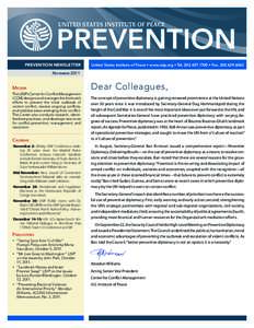 PREVENTION NEWSLETTER  United States Institute of Peace • www.usip.org • Tel[removed] • Fax[removed]November 2011