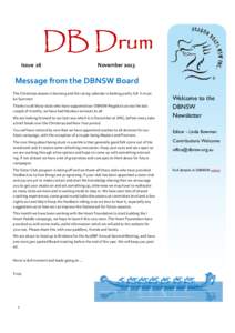 DB Drum Issue 26 November[removed]Message from the DBNSW Board