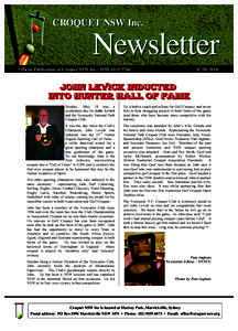 CROQUET NSW Inc.  Newsletter Official Publication of Croquet NSW Inc - ISSN[removed]