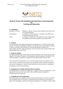 VersionTerms and Conditions NRTO Business to Business d.d. 3 NovemberGeneral Terms and Conditions Entrepreneurs and Companies