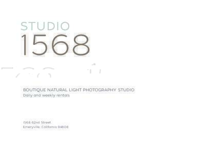 BOUTIQUE NATURAL LIGHT PHOTOGRAPHY STUDIO Daily and weekly rentals 1568 62nd Street Emeryville, California 94608