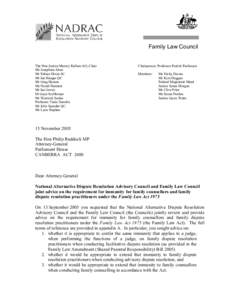 Alternative dispute resolution / National Alternative Dispute Resolution Advisory Committee / Arbitral tribunal / Law / Dispute resolution / Mediation / Family dispute resolution