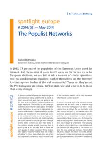 spotlight europe # 2014 / 02 — May 2014 The Populist Networks  Isabell Hoffmann