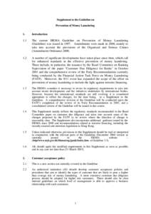 Supplement to the Guideline on Prevention of Money Laundering 1. Introduction