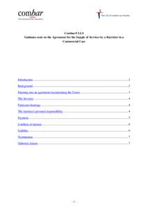 Combar/CLLS Guidance note on the Agreement for the Supply of Services by a Barrister in a Commercial Case Introduction .....................................................................................................