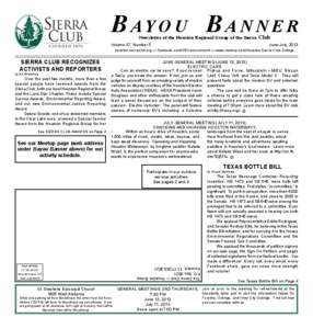 B AY O U B A N N E R Newsletter of the Houston Regional Group of the Sierra Volume 37, Number 5  Club