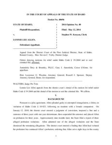 IN THE COURT OF APPEALS OF THE STATE OF IDAHO Docket No[removed]STATE OF IDAHO, Plaintiff-Respondent, v. LONNIE LEE ALLEN,