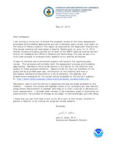 UNITED STATES DEPARTMENT OF COMMERCE National Oceanic and Atmospheric Administration NATIONAL MARINE FISHERIES SERVICE Northwest Fisheries Science Center 2725 Montlake Boulevard East Seattle, WA[removed]