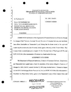 R&A Enterprises Inc. dba Taylor Mortgage Loans, Roger Taylor, designated broker and owner, and Joni Eller, Loan Officer - Consent Order