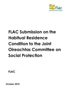 FLAC Submission on the Habitual Residence Condition to the Joint Oireachtas Committee on Social Protection