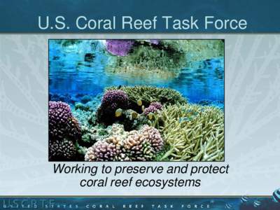 U.S. Coral Reef Task Force  Working to preserve and protect coral reef ecosystems  Guanica Bay Puerto Rico