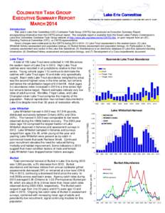 COLDWATER TASK GROUP EXECUTIVE SUMMARY REPORT MARCH 2014 Lake Erie Committee REPRESENTING THE FISHERY MANAGEMENT AGENCIES OF LAKE ERIE AND LAKE ST. CLAIR