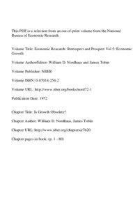 This PDF is a selection from an out-of-print volume from the National Bureau of Economic Research