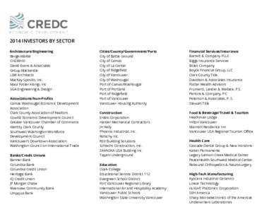 2014 INVESTORS BY SECTOR Architecture/Engineering BergerABAM CH2MHill David Evans & Associates Group Mackenzie