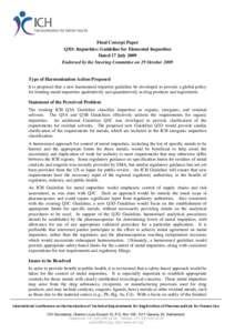    Final Concept Paper Q3D: Impurities: Guideline for Elemental Impurities Dated 17 July 2009 Endorsed by the Steering Committee on 29 October 2009