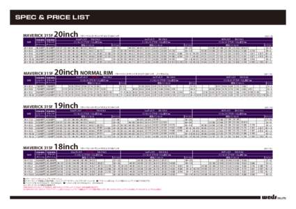 SPEC & PRICE LIST MAVERICK 315F SIZE 20×8.0J 20×8.5J