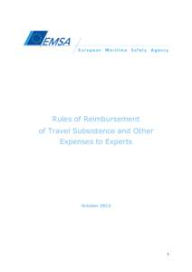 Rules of Reimbursement of Travel Subsistence and Other Expenses to Experts October 2013