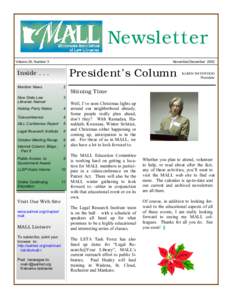 Newsletter Volume 29, Number 3 November/December[removed]President’s Column