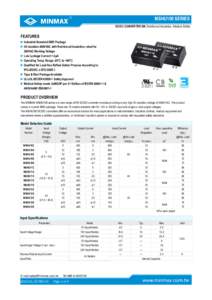 MSHU100 SERIES DC/DC CONVERTER 2W, Reinforced Insulation, Medical Safety FEATURES ►Industrial Standard SMD Package ►I/O Isolation 4000VAC with Reinforced Insulation, rated for