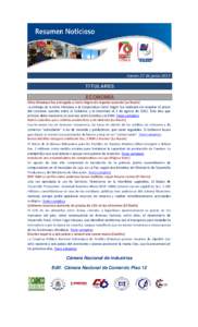 Jueves 27 de junio 2013 TITULARES ECONOMÍA Mina Himalaya fue entregada a Cerro Negro sin respetar acuerdo (La Razón) La entrega de la mina Himalaya a la Cooperativa Cerro Negro fue realizada sin respetar el anexo